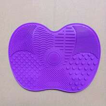 1 件苹果形硅胶化妆刷清洁垫 - 高效便携可重复使用化妆刷清洁垫带吸盘 - 紫色 - 查看 7