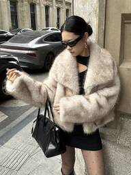 高級ヴィンテージファッション レディース 厚手 暖かいジャケット フェイクファー襟付き、冬コート、ソフトファー付き