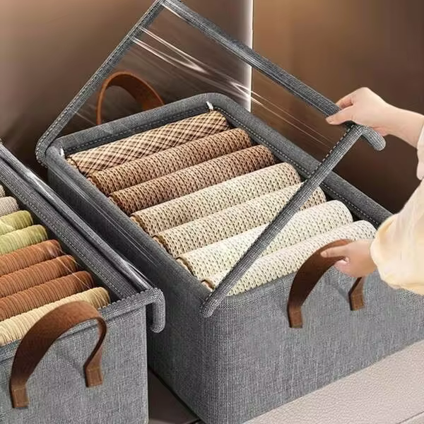 KIT 3 Caixa de Armazenamento de Roupas e Brinquedos Infantis com Tampa para Íntimas e Calças-47*28*20cm