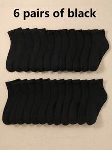 6/12/24 Pairs Of Children's Black Short Socks, Breathable Socks, Sports Socks Suitable For Daily Wear, Suitable For Boys And Girls All Seasons (1-16 Years Old) - Multicolor - View 10