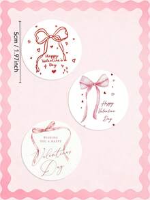 3张/套 高级大号情人节装饰贴纸 – 非常适合用于礼品包装、大信封和多种表面。每张贴纸尺寸为5厘米/1.97英寸。非常适合情人节装饰、礼品点缀、水瓶、窗户和礼品盒。 - 粉色 - 查看 3