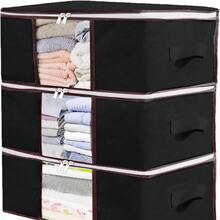 3pcs Gray Collapsible Storage Bags, Home Organizer For Clothes, Bedding, Sweaters, Pillows And Closet Storage,Storage Organizer,Travel Essential - Medium Gray - View 12