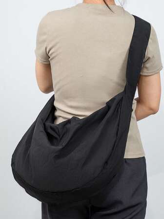 1pc Men's Nylon Sling Bag/Shoulder Bag, Nylon Material, Scratch-Resistant And Durable, Can Hold Passport, Cash, ID Card, Credit Card, Lightweight And Portable, Suitable For Commuting/Office Workers, Solid Color Design, An Ideal Gift For Husband