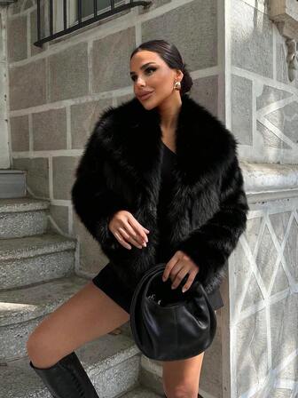 女士仿皮草外套，时尚新款蓬松外套，秋季必备