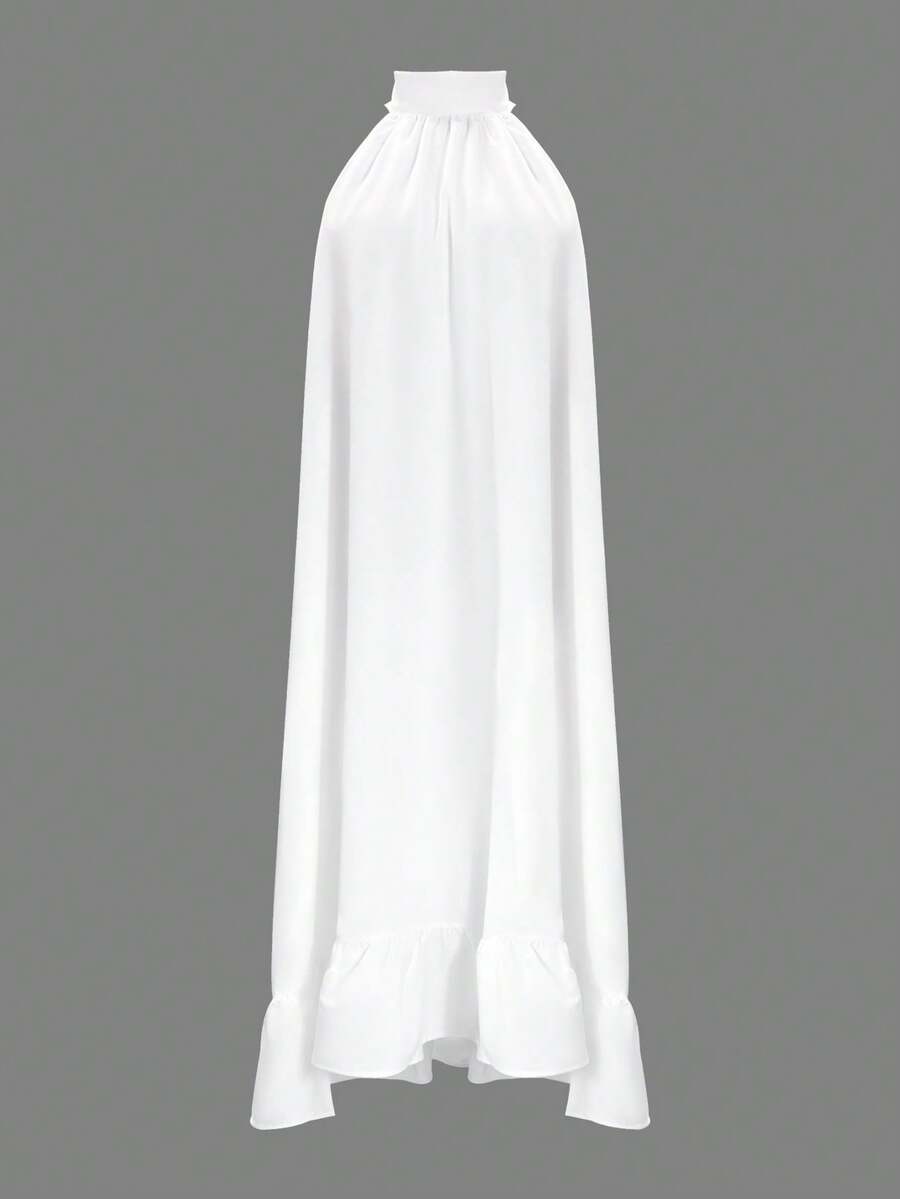 Women's Off The Shoulder Wide Pleated Dress - White - View 1