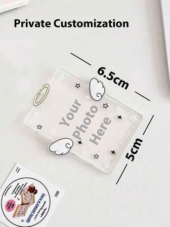 1pc Customizable Acrylic Angel Wings Photo Frame Charm For Phone, Backpack, Birthday Gift, Personal Accessory Printing