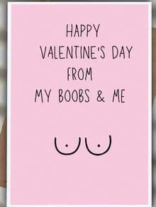 1pc "HAPPY VALENTINE'S DAY FROM MY BOOBS & ME", Funny Valentine's Day Card, With Fun Designs, Perfect For Your Lover/Partner. A Perfect Valentine's Day Gift, A High-Quality Card With An Envelope. - Multicolor - View 13