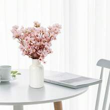 6Pcs Artificial Silk Cherry Blossom Flower Artificial Cherry Blossom Branches For DIY Wedding Bouquets Home Japanese Decor(Pink),Pink - 粉色 - 查看 4