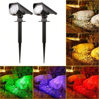 1pc/Box Solar Powered Spotlight, Outdoor Ground Lawn Light, Home Yard Landscape Garden Tree Lighting, Dual Use
