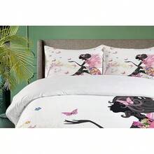 Winter Duvet Cover Set, Merry Theme Delicate Snowflakes, Vintage Holiday Pattern, 3 Piece Bedding Set With 2 Pillow Shams, Size, Teal White - Multicolor - View 9