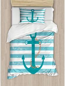 Winter Duvet Cover Set, Merry Theme Delicate Snowflakes, Vintage Holiday Pattern, 3 Piece Bedding Set With 2 Pillow Shams, Size, Teal White - 綠松石白和藍綠色 - 查看 10