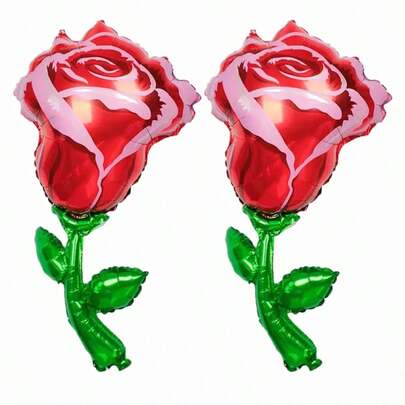 2个红色玫瑰铝箔气球，适用于婚礼、情人节、母亲节、毕业典礼、生日派对装饰