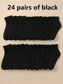6/12/24 Pairs Of Children's Black Short Socks, Breathable Socks, Sports Socks Suitable For Daily Wear, Suitable For Boys And Girls All Seasons (1-16 Years Old) - Multicolor - View 20