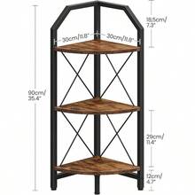 59.4" Corner Shelf 5-Tier Industrial Corner Bookshelf Corner Storage Stand Plant Stand Display Shelf Bookcase For Bedroom Living Room Home Office Rustic Brown And Black TCJ10BF - 鄉村棕色和黑色+3層 - 查看 2
