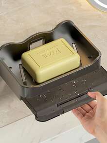 Plastic Soap Dish Holder With Draining Tray And Hook, Rectangular, Wall Mounted Without Drilling, Bathroom Accessory, Available In Black, White, Grey And More Colors. Convenient Soap Holder, Easy Storage, Helps Keep Bathroom Vanity Tidy. - Multicolor - View 4
