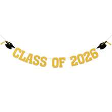 2026届毕业季装饰 - 金色闪光2026届毕业季横幅，“我们为你骄傲”，“祝贺2026届毕业生”，2026届毕业派对装饰横幅，三角旗 - 彩色 - 查看 2