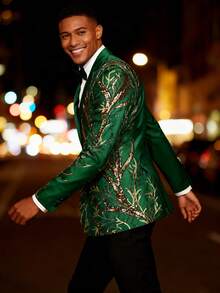 Men's Single-Piece Top With Shiny Sequin Suit Jacket, Fashionable Evening Dress, Suitable For Parties, Weddings, Banquets, And Balls - màu xanh lá - Xem 5