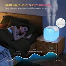 1000毫升桌面加湿器，半透明容器，7色灯光，高雾量输出，一份温馨的礼物 - 彩色 - 查看 4
