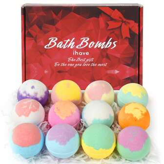 12pcs Bath Bomb Gift Set | Bathing Essentials, Great Gift For Girlfriend/Mom, Birthday, Holiday, Full Body Care Bath Bombs