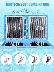 640/592/576 قطعة من عناقيد الرموش الفردية، طراز D Curl بطول 10-16 ملم مختلط، سعة كبيرة 10D-100D DIY عناقيد رموش، مظهر طبيعي وناعم جدًا وخفيف جدًا، رموش مستعارة قابلة لإعادة الاستخدام، مناسبة للمبتدئين، مناسبة للسفر والمكياج اليومي والحفلات والمناسبات، مناسبة جدًا كهدية عيد الميلاد لأم أو صديقة - الأزرق - مشاهدة 7