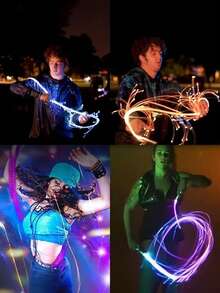 Rechargeable LED Fiber Optic Whip - 7 Light Effects, 36 Modes, 360° Swivel Super Bright | Concert Dance/Belly Dance, Raves/Parties/EDM, Birthday Valentine's Gift - 發光鞭子 - 查看 5