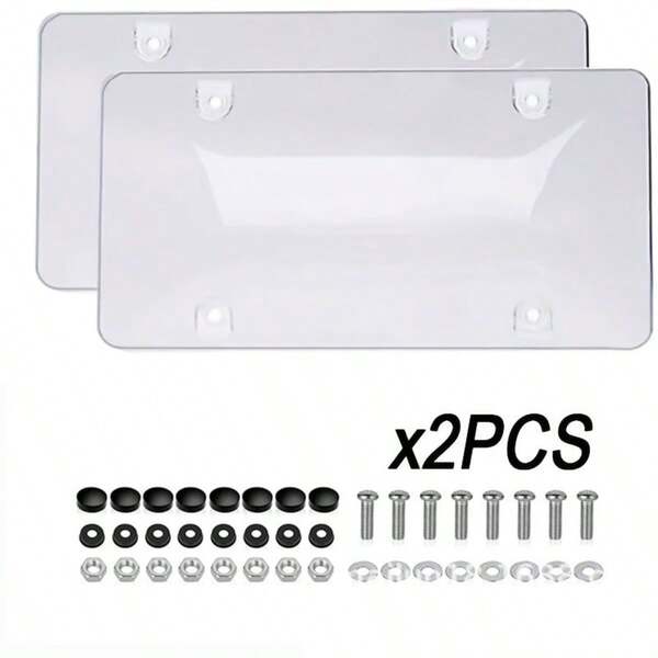 2 piezas Protector de placa de matrícula, Cubierta transparente para placa de matrícula, Marco frontal y trasero universal de 12.2 X 6.29 pulgadas - Construcción de plástico, Protección contra arañazos y daños para tus placas, Instalación fácil, Diseño transparente de larga duración, Accesorio universal para vehículos