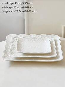 1/3 chiếc Đĩa ăn tối bằng gốm sứ dập nổi phong cách Châu Âu - Đĩa ăn sáng hình con bướm, Đĩa đựng món ăn phụ tinh tế cho bữa trà chiều tại nhà và văn phòng, Đĩa tráng miệng, Đĩa đựng mì ống bít tết, Đĩa đựng salad trái cây - Tấm phù điêu vuông - Xem 14