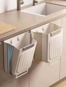 Foldable Kitchen Trash Can, Large Capacity, Thickened Square Plastic Cabinet Hanging Trash Can, No Bending Design, Household Kitchenware, No Electricity Required, Foldable Trash Can For Home Kitchen Cabinet Hanging Trash Storage, Thickened Large Diameter Multi-Functional Trash Can. - 彩色 - 查看 1