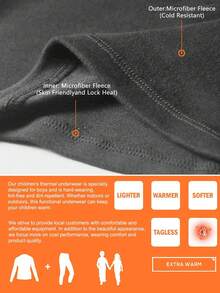 HOPLYNN Tween Boys' Thermal Compression Base Layer Top And Pants Set, Thermal Lined, Spring/Winter - Grey - View 5