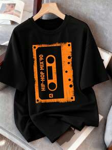 Camiseta de hip hop de los 90 en algodón suave, holgada, informal y transpirable. - Negro - Ver 2