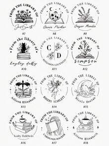 1个定制压花制作器/首字母压花制作器/图书馆主题压花制作器/来自图书馆/送给爱猫人士的礼物/送给爱书人士的礼物/婚礼压花制作器 - 黑色 - 黑色 - 查看 6