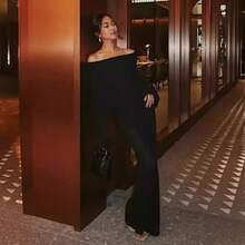 European And American Hot-Selling Off-Shoulder Long Sleeve Dress Elegant Fashion Casual Long Dress Solid Color Strapless Dress Women's Clothing - 白色 - 查看 4