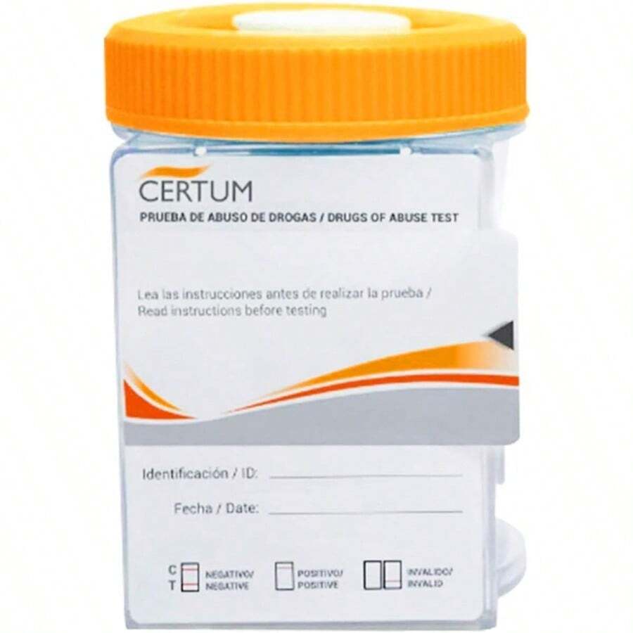 Certum - Prueba rápida para detección de abuso de sustancias Vaso Hermético y Tiras Reactivas en un solo dispositivo Detecta 6 Diferentes Tipos de Drogas en orina AMP/PCP//MET/MOP/THC (1) - como en la foto - Ver 1