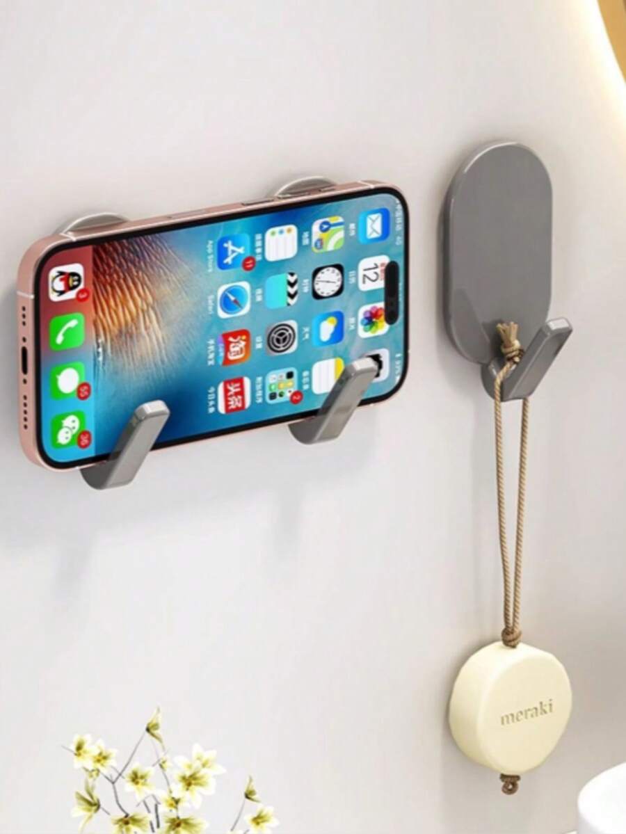 5 Elegant Black Heavy Duty Adhesive Hooks - No Drilling Required, Waterproof Wall Mounted For Bathroom And Toilet - Abs, Perfect For Towels, Robes, Bathroom Accessories, Bathroom Storage, Hooks, Adhesive Hooks, Kitchen, Hook Adhesive - Multicolor - View 1