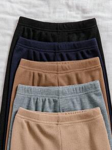 5 Sets (10 Stücke) Lässiges, einfarbiges Langarm-T-Shirt- und Hosen-Set für Kleinkinder (Jungen) aus weichem, bequemem Waffelstrickstoff, geeignet für Outdoor-Aktivitäten, Herbst/Winter - Verschiedenfarbig - Übersicht 7