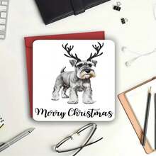 Bezaubernde Mini Schnauzer Weihnachtskarte mit Geweih - perfekt für Familie und Freunde, abgerundete Ecken, hochwertige Papierqualität - Einheitsgröße - Übersicht 2
