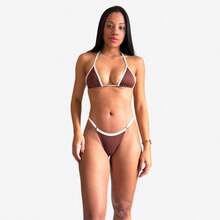 Women Bikini Sets - Brown W/offwhite - View 2