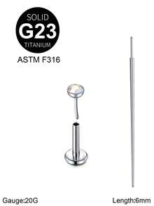 Khuyên tai xỏ khuyên không ren bằng titan 20G/18G/16G có đầu thon G23 đinh tán phẳng cho nam nữ, khuyên tai AB CZ màu đen, khuyên vành tai, khuyên môi, khuyên vành tai, khuyên tai xoắn ốc, khuyên tai dạng thanh, dài 6/8/10mm - Đinh tán + côn - Xem 22