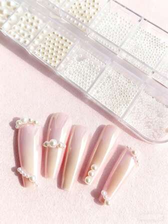 12 Compartments Nail Rhinestones , 3D Nail Art Glass Crystals AB+ Clear Nail Stones Pearl Crystals 3D Glamour Gemstone Nail Multi-Shape 3D Nail Diamonds Suitable For Nail Art & DIY Decoration 1 Box Nail Rhinestones Flat Bottom Rhinestones Pearl Nail Jewellery Suitable For Acrylic Nails Crystal Nail Supplies Semi-Circle Design Nail Gemstones