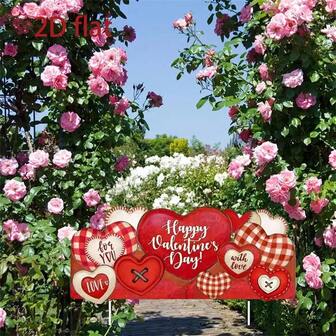 1pc Valentine's Day Heart Shaped Outdoor Yard Decor, UV Printed On Corrugated Cardboard, Vibrant Colors, Durable, Easy To Install Garden