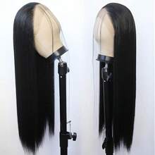 13x4 Lace Front Wig For Women Black Glueless Wig Synthetic Lace Wig Pre Plucked HD Lace Straight Wig Ready To Wear Long Straight Brown And Blonde Wig 28inch - 黑色 - 查看 7