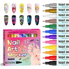 1pc Waterproof Quick-Dry Acrylic Marker Pen For Nail Art Graffiti, Fine Tip, Colorful DIY Nail Painting Marker Pen, 12 Colors/24 Colors Available - Multicolor - View 14