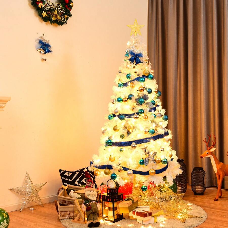 5Ft Artificial PVC Christmas Tree With Stand Holiday Season Indoor Outdoor White Christmas Decorations Home Christmas Gifts Christmas Decor