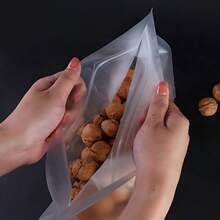 Premium Eight-Side Seal Transparent Stand-Up Bags With Handle - 100 Count Thickened Airtight Food Storage Bags For Tea, Coffee, Snacks & Kitchen Organization - 白色 - 查看 6