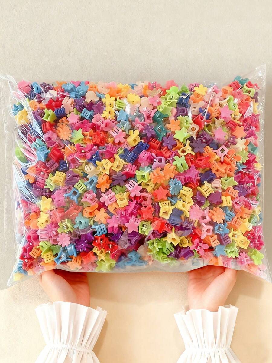 15/50pcs Vibrant Candy Color Flower Hair Clips, Cute & Hiphop Small Design Hair Accessories For Girls, Suitable For Festivals, Parties, Casual Occasions - Multicolor - View 1