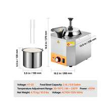 Electric Cheese Dispenser With Pump, 2.4L Commercial Hot Fudge Warmer, Stainless Steel Heated Pump Dispenser, 86-230℉ Temp Adjustable Nacho Cheese Sauce Warmer, For Hot Fudge Cheese Caramel - Stainless Steel Pump - View 7