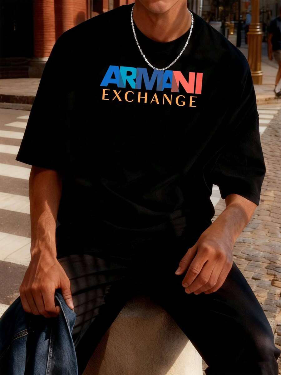 Camiseta de algodón con estampado de primavera para hombre, algodón suave, ajuste cómodo, hip-hop urbano, transpirable - Negro - Ver 1