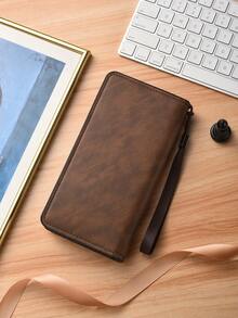 时尚男士长款钱包，商务多卡位大容量单拉链长款钱包，男士零钱包和手机袋 - 彩色 - 查看 10