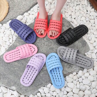 Eva urholkade läckande halkfria tofflor för par, sommarbadflip-flops för hemmabruk, anti-lukt och bajskänsla urholkade läckande tofflor