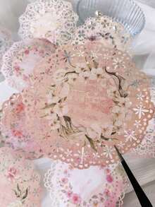 1 Pack Of 10pcs Vintage Floral Hollow Lace Trim DIY Decor For Scrapbooking, Crafting, Journaling,School Supplies,Back To School - 彩色 - 查看 5